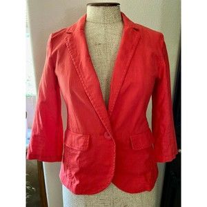 Nordstrom Frenchi Orange Linen Blazer Jacket Small